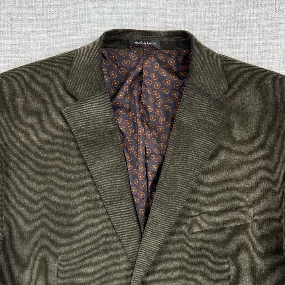 CHAPS Corduroy Sport Coat Blazer Men 50R Olive Brown Elbow Patch Academia Prep‎